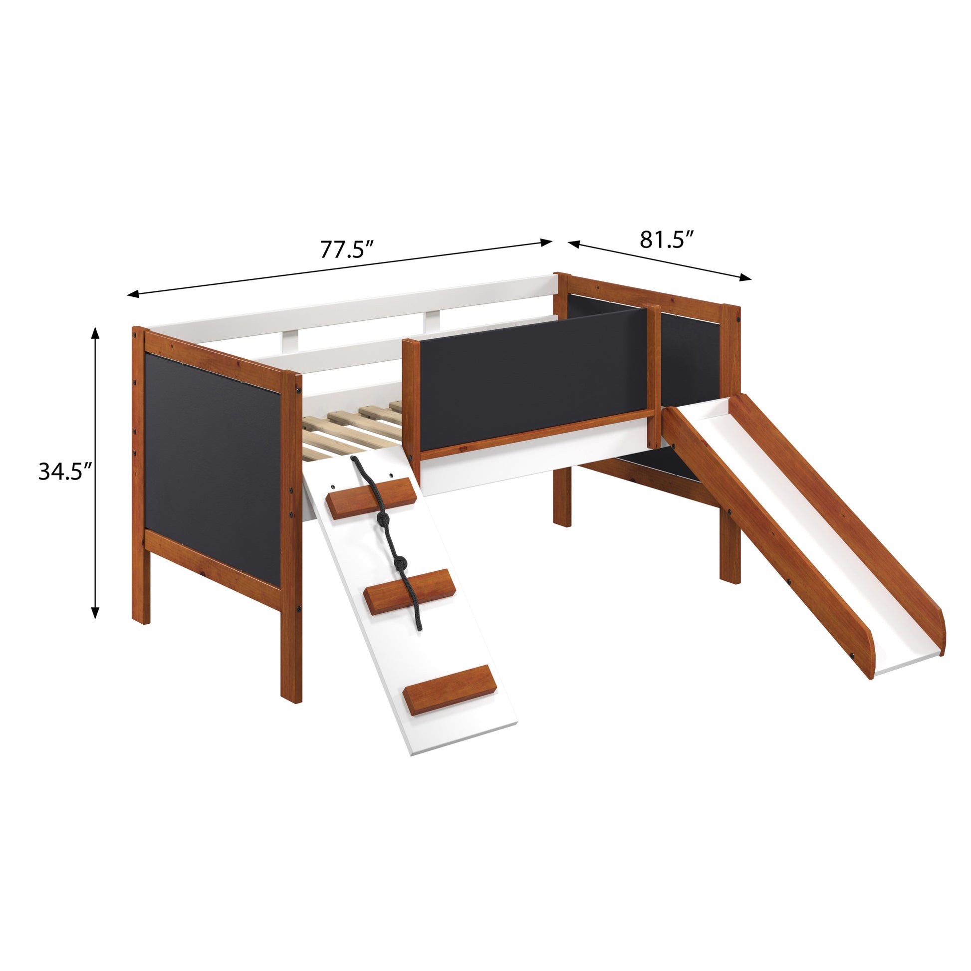 Cherry Oak And White Twin Loft Bed With Slide Box Spring Not Required Twin Cherry Wood Wood