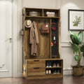 Hall Tree With 4 Hooks,Coat Hanger, Entryway Bench, Storage Bench,For Entrance, Hallwa,Brown Brown Mdf