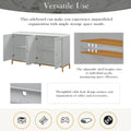 Modern Sideboard With Extra Large Storage Space With Metal Handles And Support Legs For Living Room And Dining Room Light Grey Light Gray Mdf