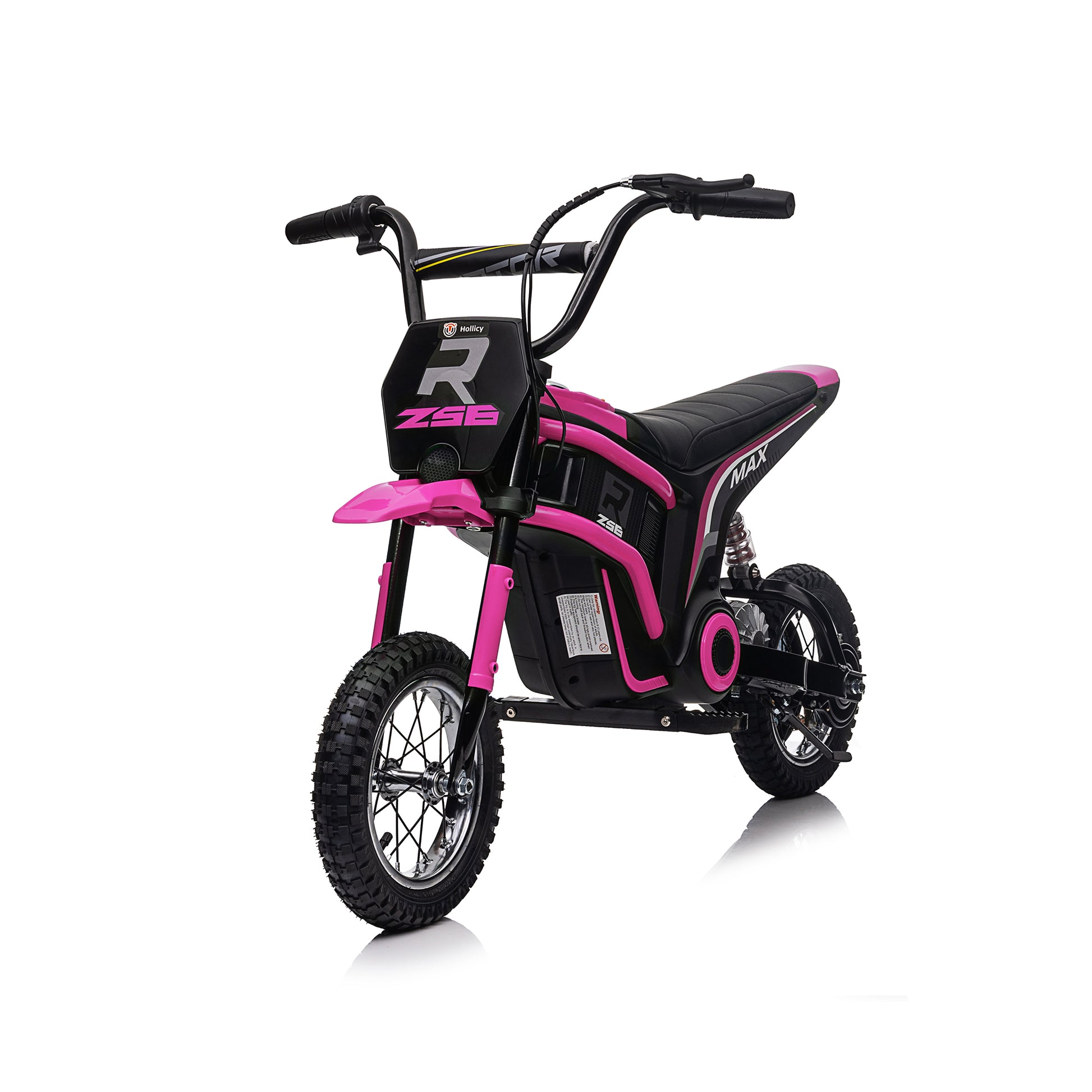 24V14Ah Kids Ride On 24V Electric Toy Motocross Motorcycle Dirt Bike Xxl Large,Speeds Up To 14.29Mph,Dual Suspension, Hand Operated Dual Brakes, Twist Grip Throttle, Authentic Motocross Bike Geometry Pink Polypropylene