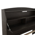 Full Size Wooden Led Platform Bed With Trundle, With Storage Headboard, With Drawers, Brown Full Brown Plywood