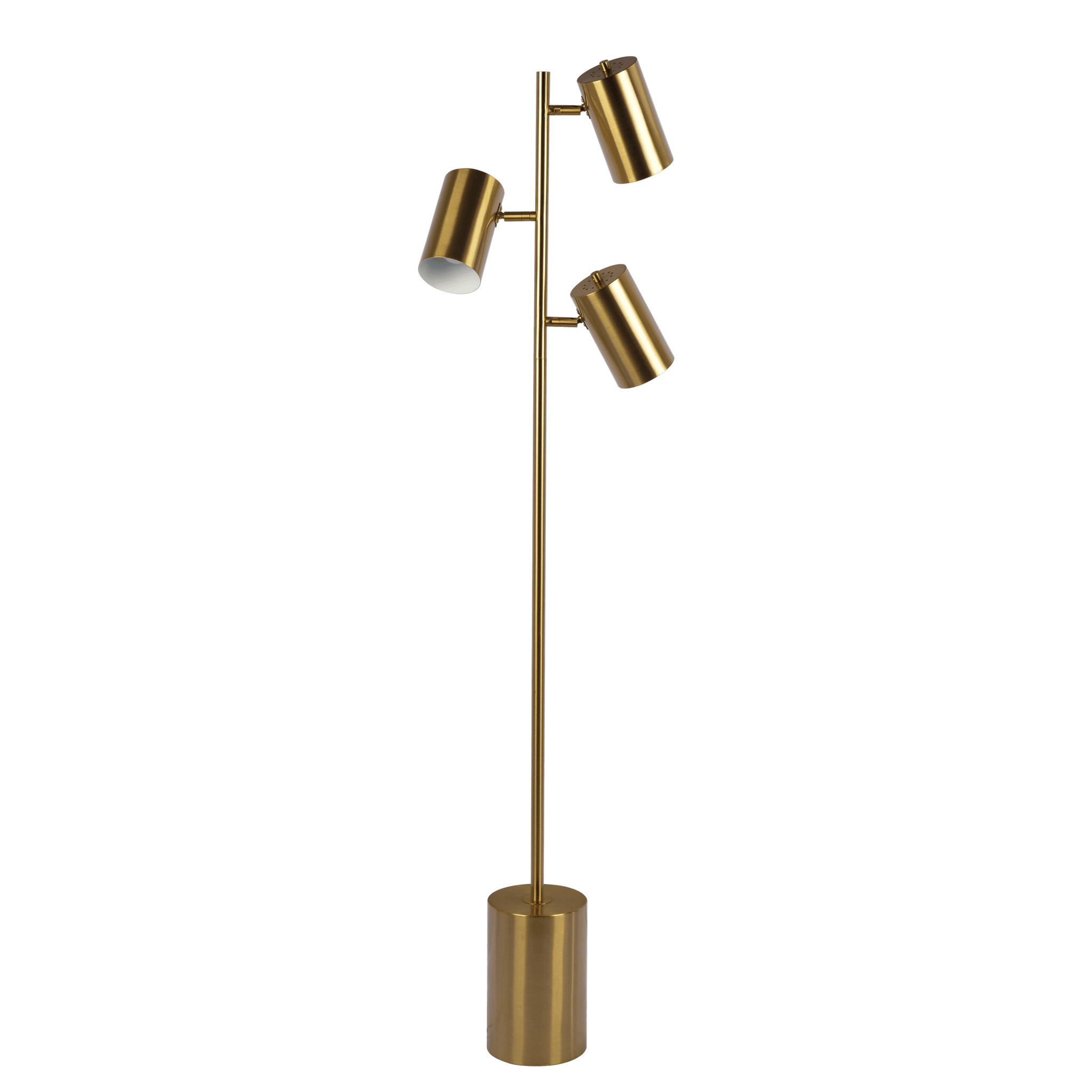 Harmony Brassed Gold Floor Lamp With Rotary Switch Triple Spots Metal Block Base Gold Table&Floor Lamps Brass,Metal