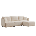 Multi Module Combination Style Sofa For Living Room, Bedroom And Other Lounge Spaces, Modern Minimalist Corduroy Combination Sofa With 2 Comfort Cushions With Usb & C Charging Ports,Beige,Two Sets Beige Foam Fabric 8 Seat