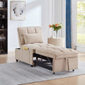 4 In1 Multi Function Single Sofa Bed With Storage Pockets,Tufted Single Pull Out Sofa Bed With Adjustable Backrest And Pillows ,Convertible Chaise Lounge,Taupe Taupe Velvet Metal Primary Living Space American Design Armless Foam Velvet 1 Seat