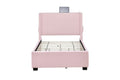Pink Twin Size Upholstered Bed Frame With Trundle Bed, Teddy Fabric, Usb Functionality, And A Pocket Design On The Side Of The Headboard For Storing Small Items. Pink Is A Girl'S First Choice Box Spring Not Required Twin Baby Pink Wood Espresso Bedroom