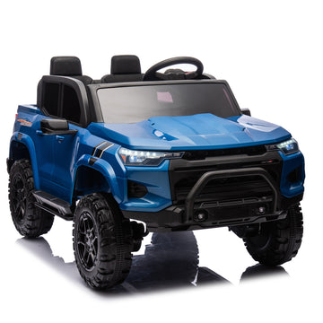 24V10A Two Seater Kids Ride On Electric Pickup, Kids Ride On Toy W Parents Remote Control,4Wd 800W Motors,Two Safety Belts,High Gate Safety Design,Usb,Bluetooth, Speed 2.49 3.73Mph For Kids Aged 3 . Blue 50 99 Lbs Polypropylene