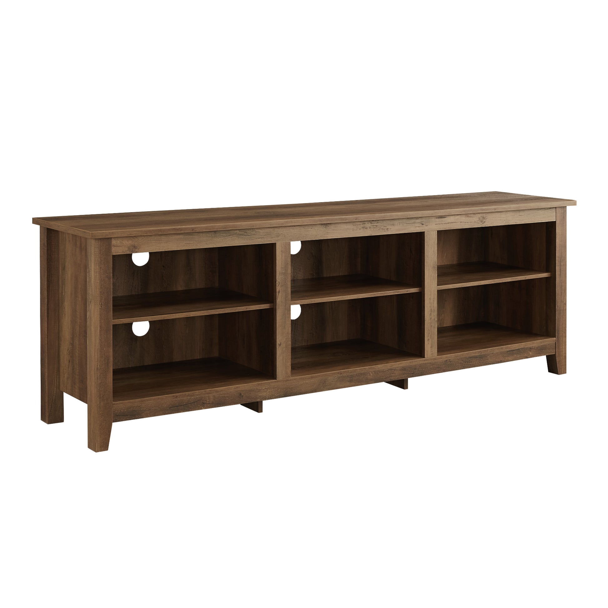 Modern Transitional 3 Shelf Open Storage 70" Tv Stand For 80" Tvs Rustic Oak Oak Mdf