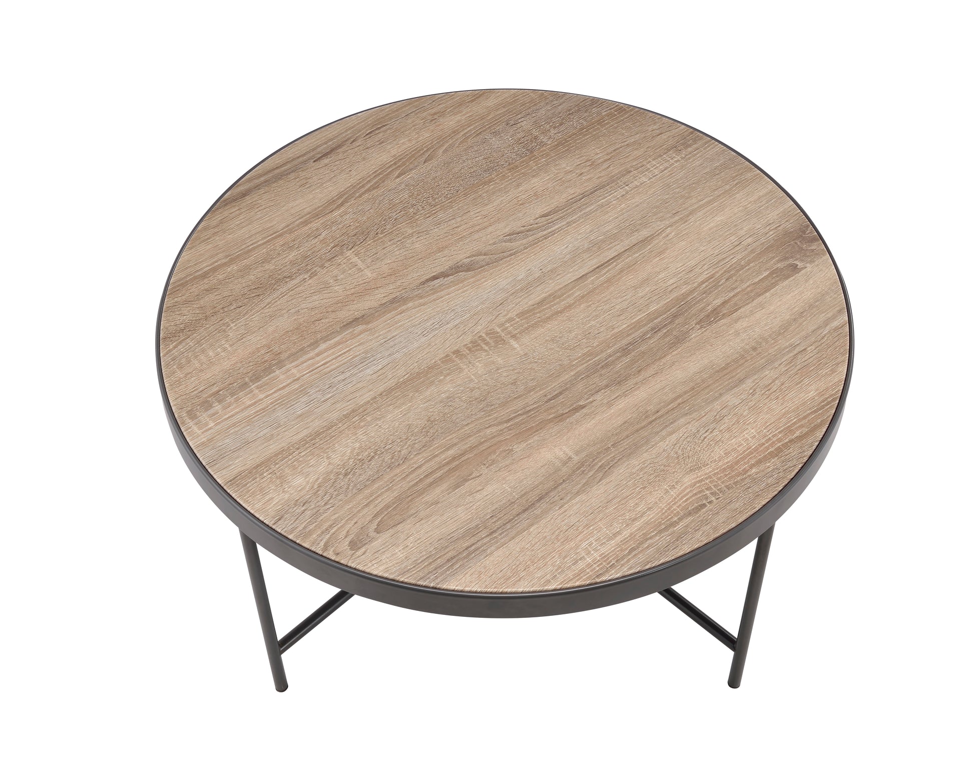 Bage Weathered Gray Oak & Metal Finish Coffee Table Oak Metal,Synthetic Wood