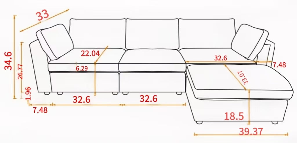 Modular Sofa Whitechenille Fabric, Simple And Grand, The Seat And Back Is Very Soft. This Is Also A Knock Down Sofa Creamy White White Chenille Wood Primary Living Space Medium Firm Light Duty Victorian Rectangle Acacia Rolled Arms Chenille 4 Seat