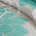 6 Piece Printed Cotton Quilt Set With Throw Pillows Aqua King Cal King King Aqua Polyester