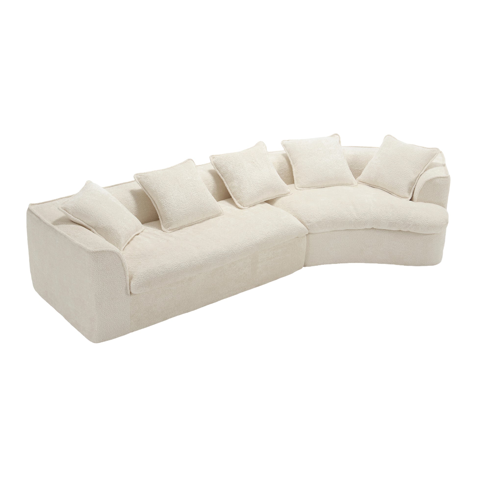 Coolmore Boucle Sofa 3 Seater For Living Room Oversized Comfy Sofa Unique Double Seat And Corner Construction For Apartment, Office Left Hand Facing Beige Beige Primary Living Space Foam Boucle 3