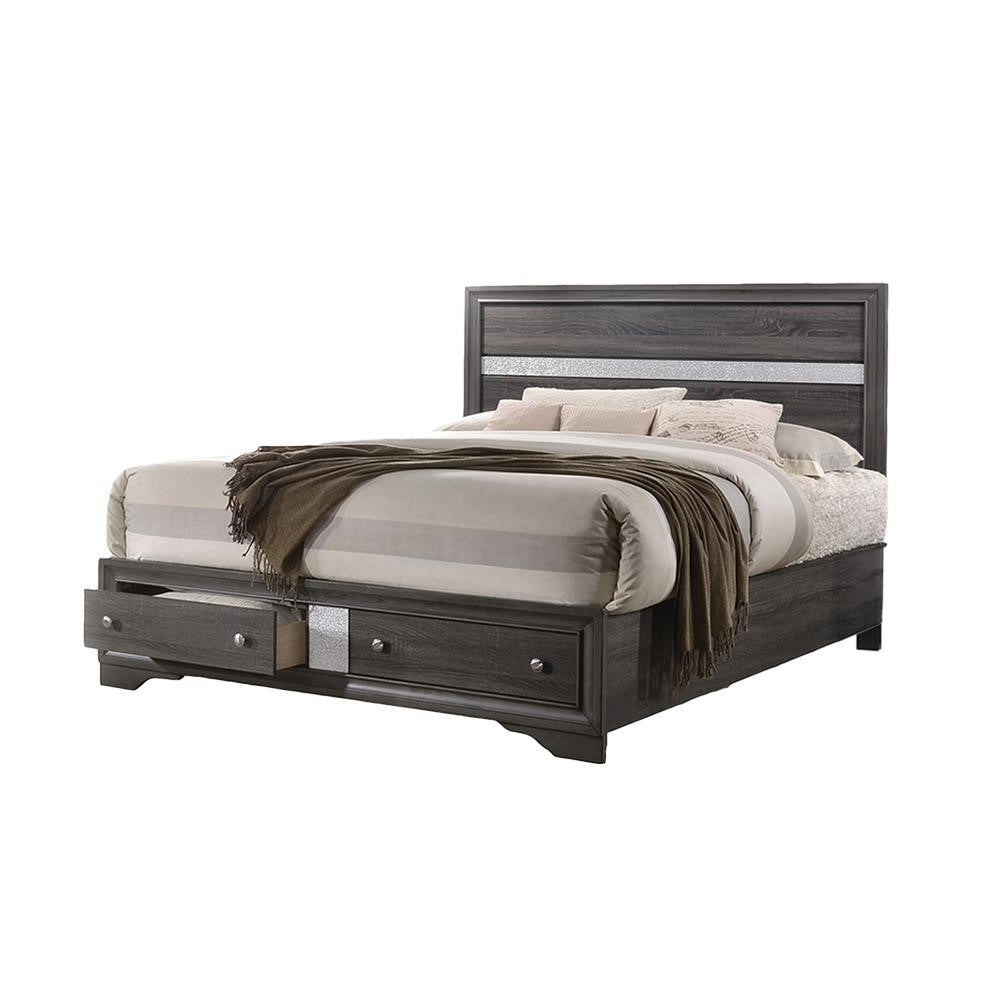 Matrix Traditional Style Full Size Storage Bed Made With Wood In Gray Box Spring Not Required Full Gray Wood Bedroom Traditional Solid Wood Mdf Wood