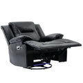 Home Theater Recliner Set Manual Recliner Chair With A Led Light Strip Two Built In Cup Holders For Living Room,Bedroom, Black Black Foam Pu