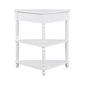 33.8'' Small Triangle Corner Table, Wood Corner Side Table For Small Spaces Living Room, 3 Tier End Corner Table With Solid Wood Legs, Milk White Milk White Rubber Wood