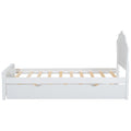 Twin Size Wood Platform Bed With Headboard And Twin Size Trundle, White Box Spring Not Required Twin White Wood Bed Frame Solid Wood Mdf