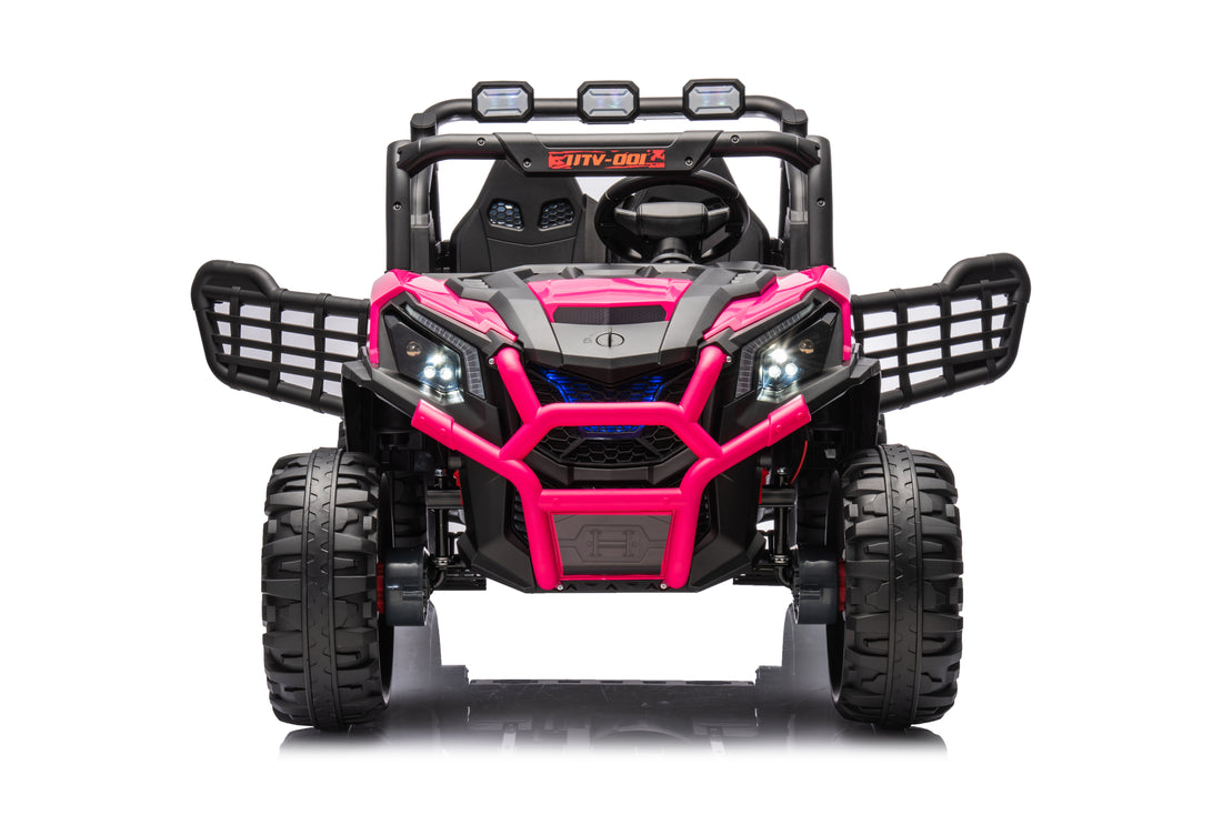 24V Ride On Toys 4Wd Ride On Cars With Remote Control, 2 Xl Seater Electric Car For Kids, Power Car Wheels, Utv 4*200W Motor, Bluetooth, Music, Lights, 3 Speeds,Pink Pink Abs