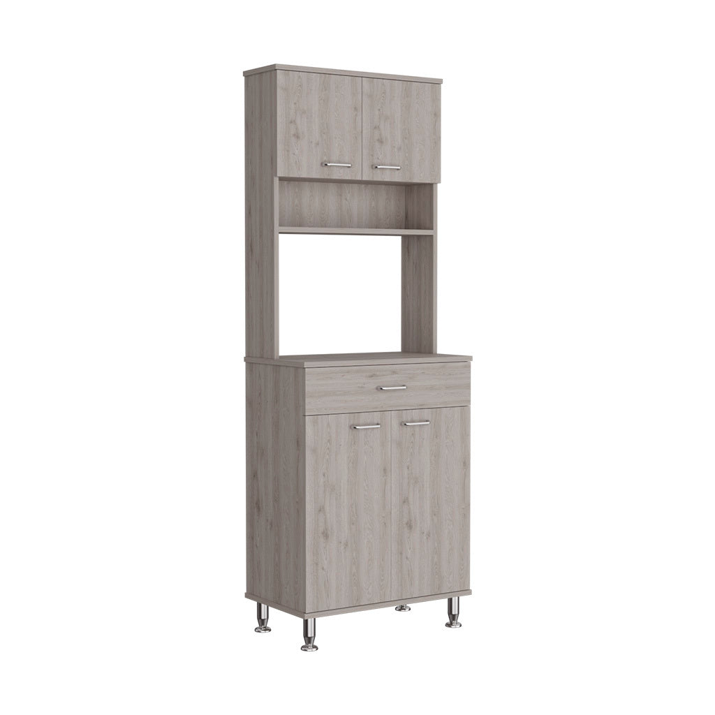 Della 60 Kitchen Pantry With Countertop, Closed & Open Storage Light Gray Gray Kitchen Open Storage Space Modern Particle Board Particle Board