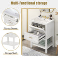 24'' Bathroom Vanity With Top Sink, Modern Bathroom Storage Cabinet With 2 Drawers, Single Sink Bathroom Vanity 2 White 1 Adjustable Hinges Bathroom Freestanding Mdf Painted