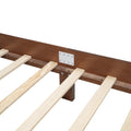Queen Size Wooden Platform Bed With Natural Rattan Headboard, Vintage Bed Frame With Wooden Slat Support, Walnut Expected Arrival Time: 08.23 Box Spring Not Required Queen Walnut Wood
