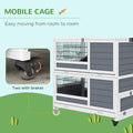 Pawhut Indoor Rabbit Hutch With Wheels, 2 Tier Rabbit Cage, 35.5