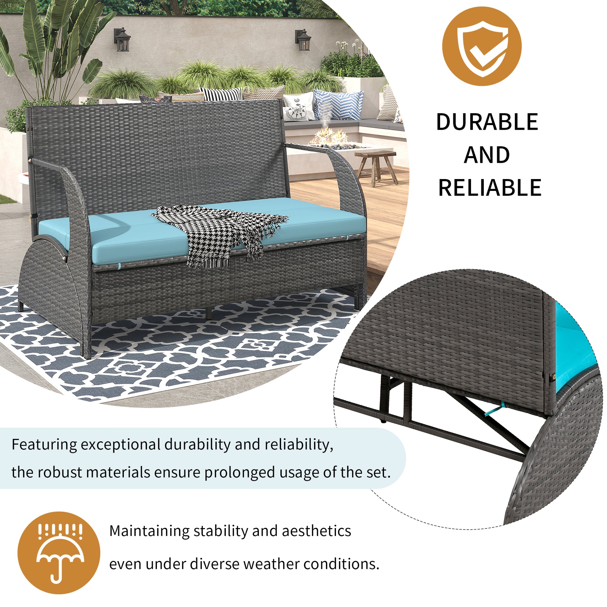 Versatile Outdoor Seat That Converts To Four Seats And A Table, Suitable For Gardens And Lawns Blue Hdpe