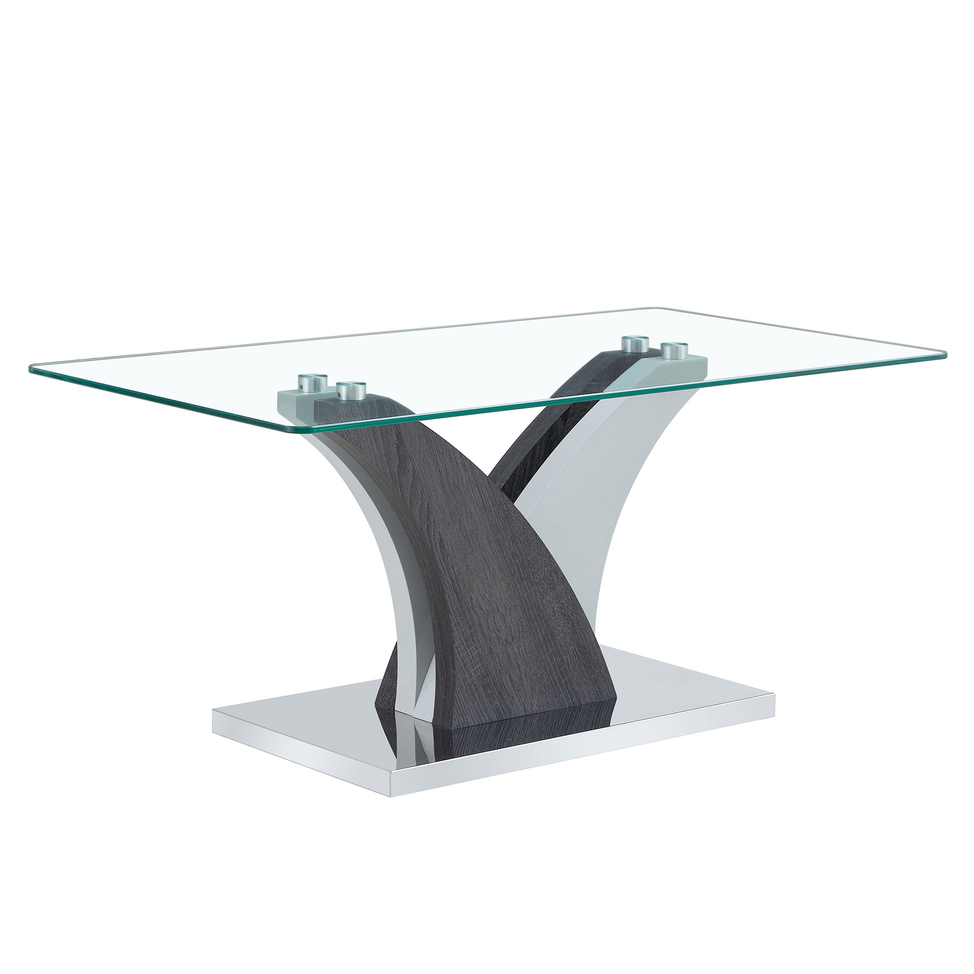 Rectangular Coffee Table.Tempered Glass Countertop, And Artistic Mdf Legs,Perfect For Hosting Dinners, Conferences, Home, And Office Decorations.White And Gray,Dining Table,Tea Table.Coffee Table.