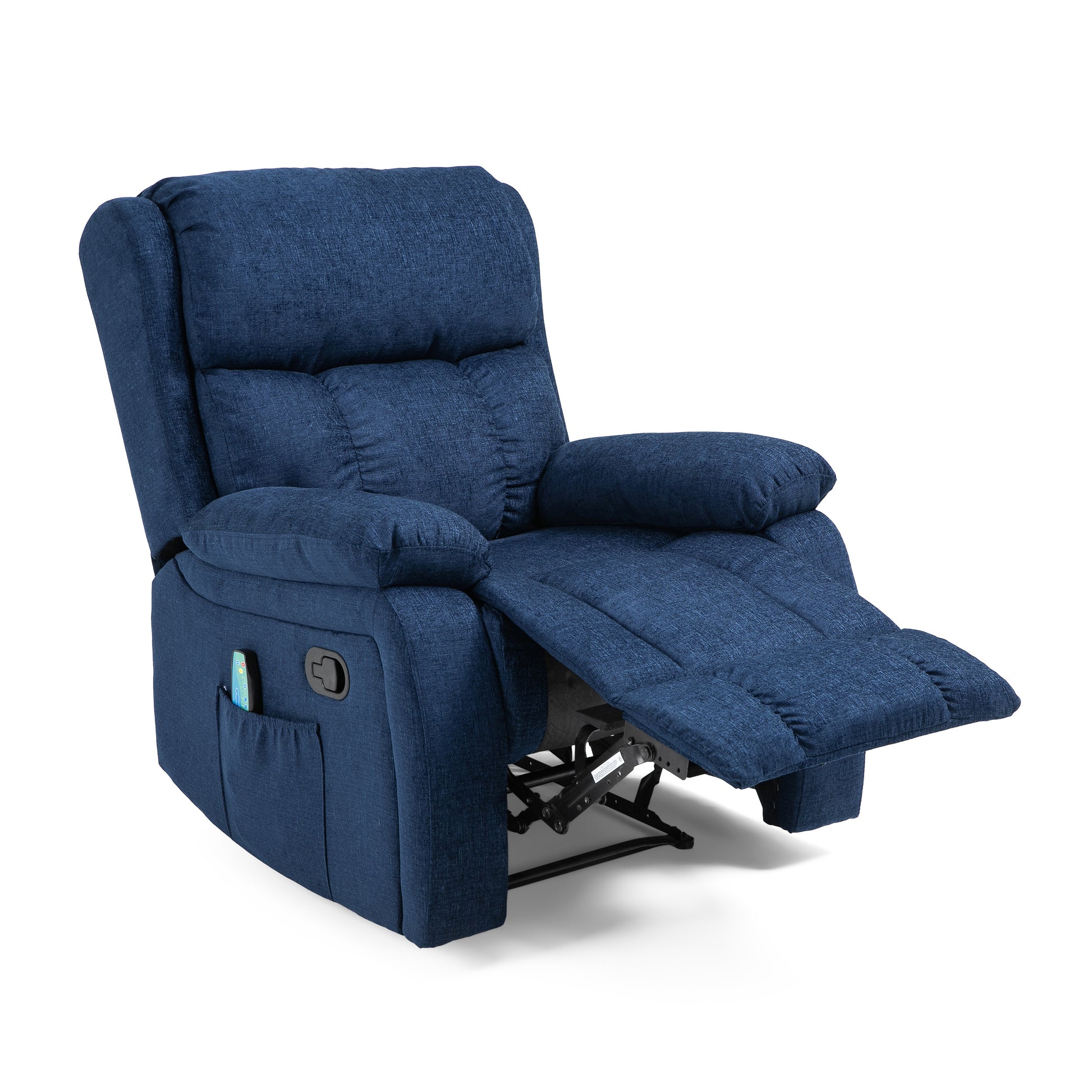 Massage Recliner Navy Blue Fabric