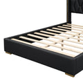 Full Size Upholstered Platform Bed With Metal Strips, Black Full Black Pu