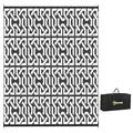 Outsunny Reversible Outdoor Rug, 8' X 10' Waterproof Plastic Straw Floor Mat, Portable Rv Camping Carpet With Carry Bag, Large Floor Mat For Backyard, Deck, Picnic, Beach, Black & White Chain Multicolor Polypropylene