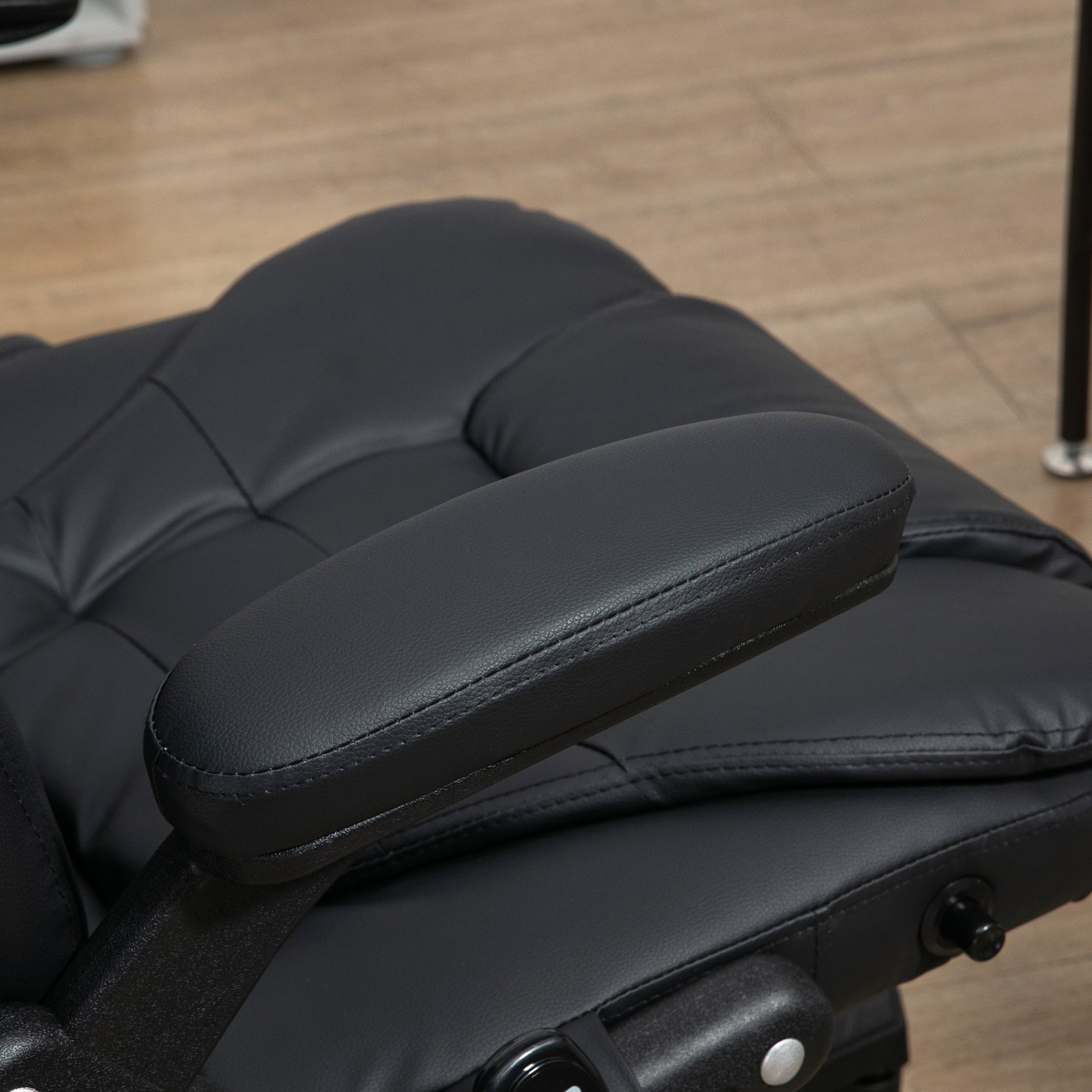 Homcom High Back Vibration Massage Chair, Heating Office Chair, Black Black Pu Leather