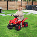 Qaba Kids Atv, 6V 4 Wheeler Kids Quad Car, Battery Powered Electric Ride On Toy With Music For Boys & Girls Ages 2 6 Years, Red Red Plastic