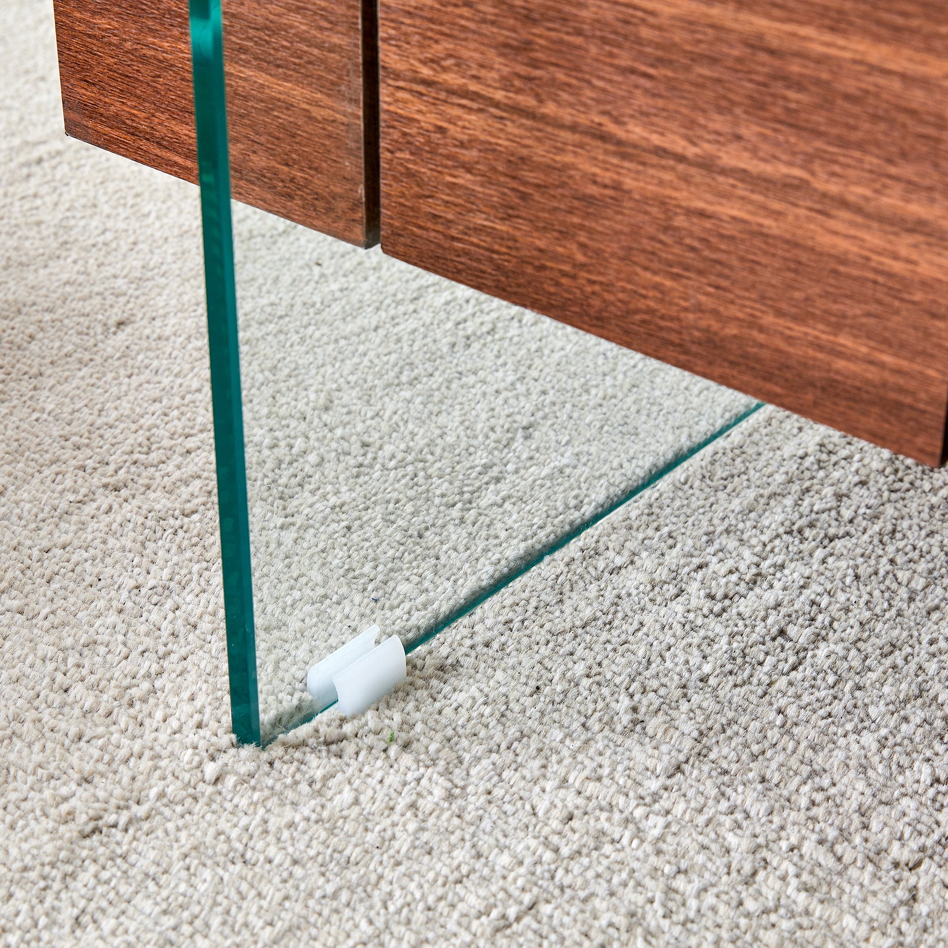 43.3 Inch Modern Two Tier Coffee Table Clear Tempered Glass And Dark Wood Grain, Multifunctional Storage Design.The Bottom Tier Includes A Drawer.Can Be Used As A Coffee Table,Side Table,Etc.