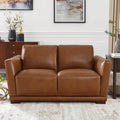 Mary Leather Loveseat Brown Memory Foam Genuine Leather