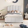 Twin Size Upholstered Bed With 2 Storage Drawers,Wood Slat Support, Beige Twin Beige Upholstered