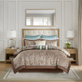 12 Piece Comforter Set With Cotton Bed Sheets Blue Brown King King Blue Brown Cotton