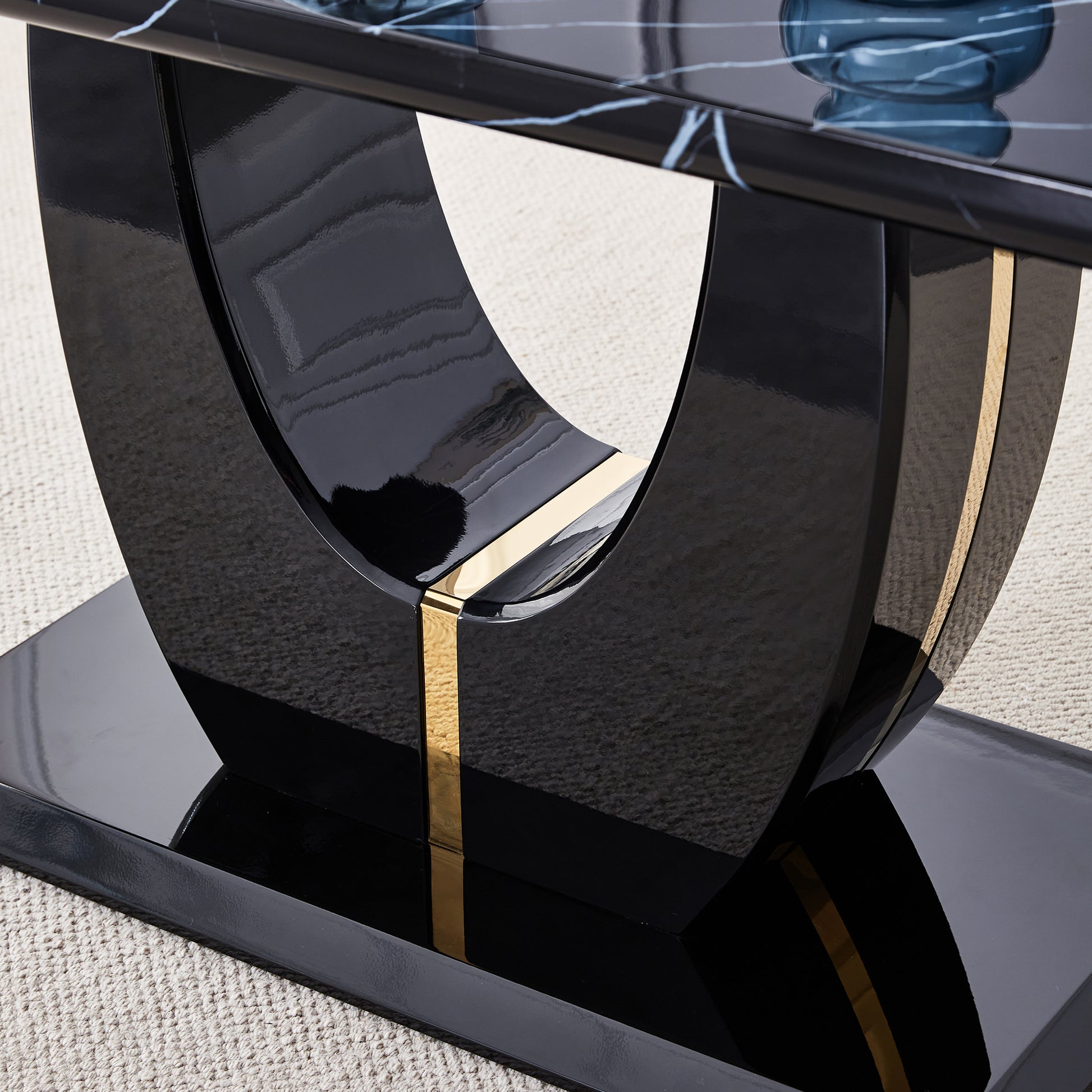 Modern Simple And Luxurious Black Imitation Marble Grain Mdf Dining Table,Rectangular Office Table.Computer Table.Game Desk .Dining Table.For Dining Room, Living Room, Kitchen .63''*37''*30'' F 1280