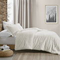 Faux Fur Comforter Set King Ivory Polyester