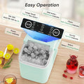 Countertop Ice Maker Machine Self Cleaning, Fast Making 9 Ice Cubes In 6 Minutes, 26.5Lbs 24Hrs, 2 Sizes Bullet Ice, Portable Ice Machine With Ice Scoop, Basket And Handle, Green Green Plastic