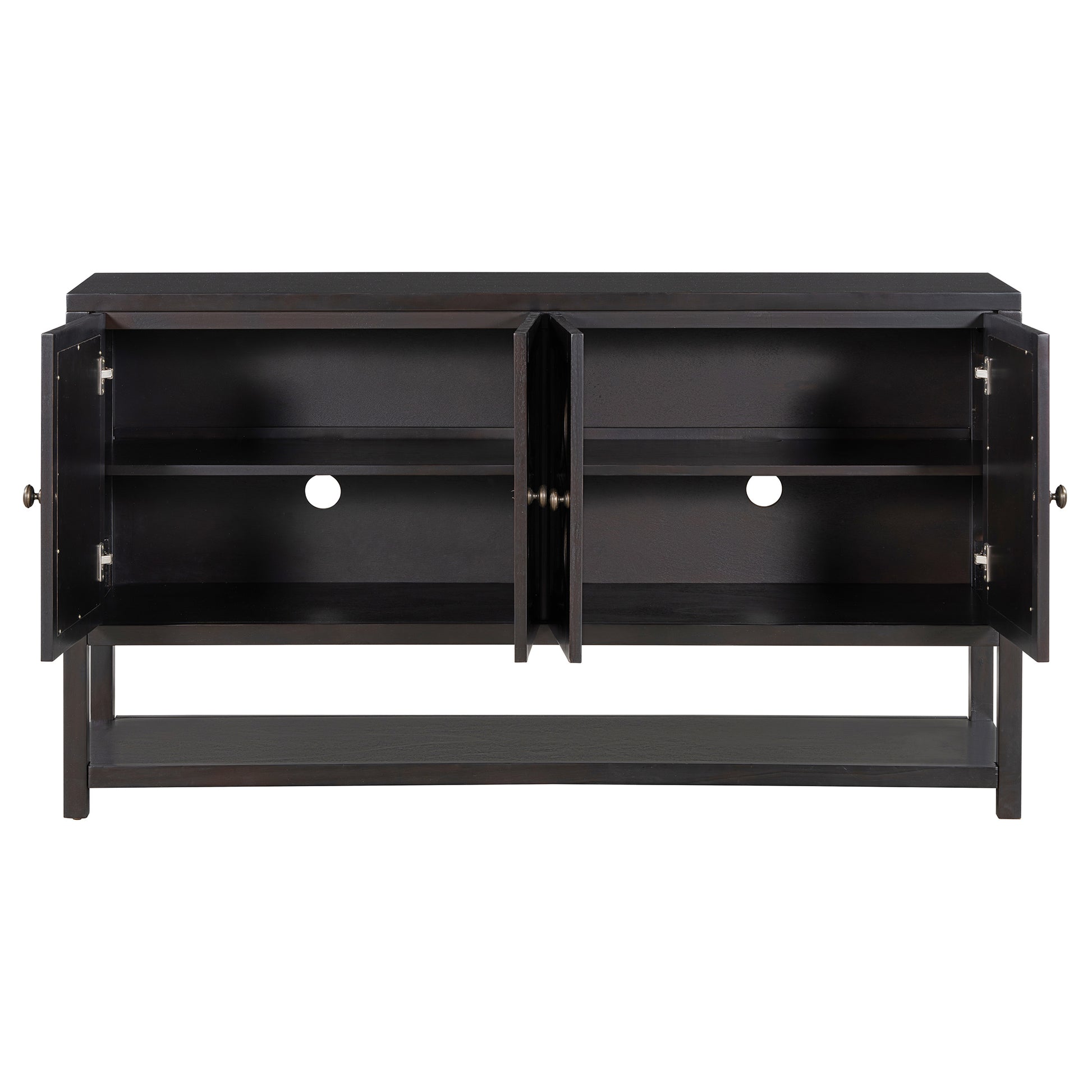 Elegant Retro Console Table Storage Cabinet Sideboard With Mirrored Doors, Spacious Shelves, And Durable Acacia Wood Legs Perfect For Living Room, Dining Room, Or Entryway Espresso Espresso Primary Living Space Solid Wood Mdf