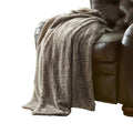 Treviso Faux Fur Throw With Fret Pattern By , Beige Beige Faux Fur