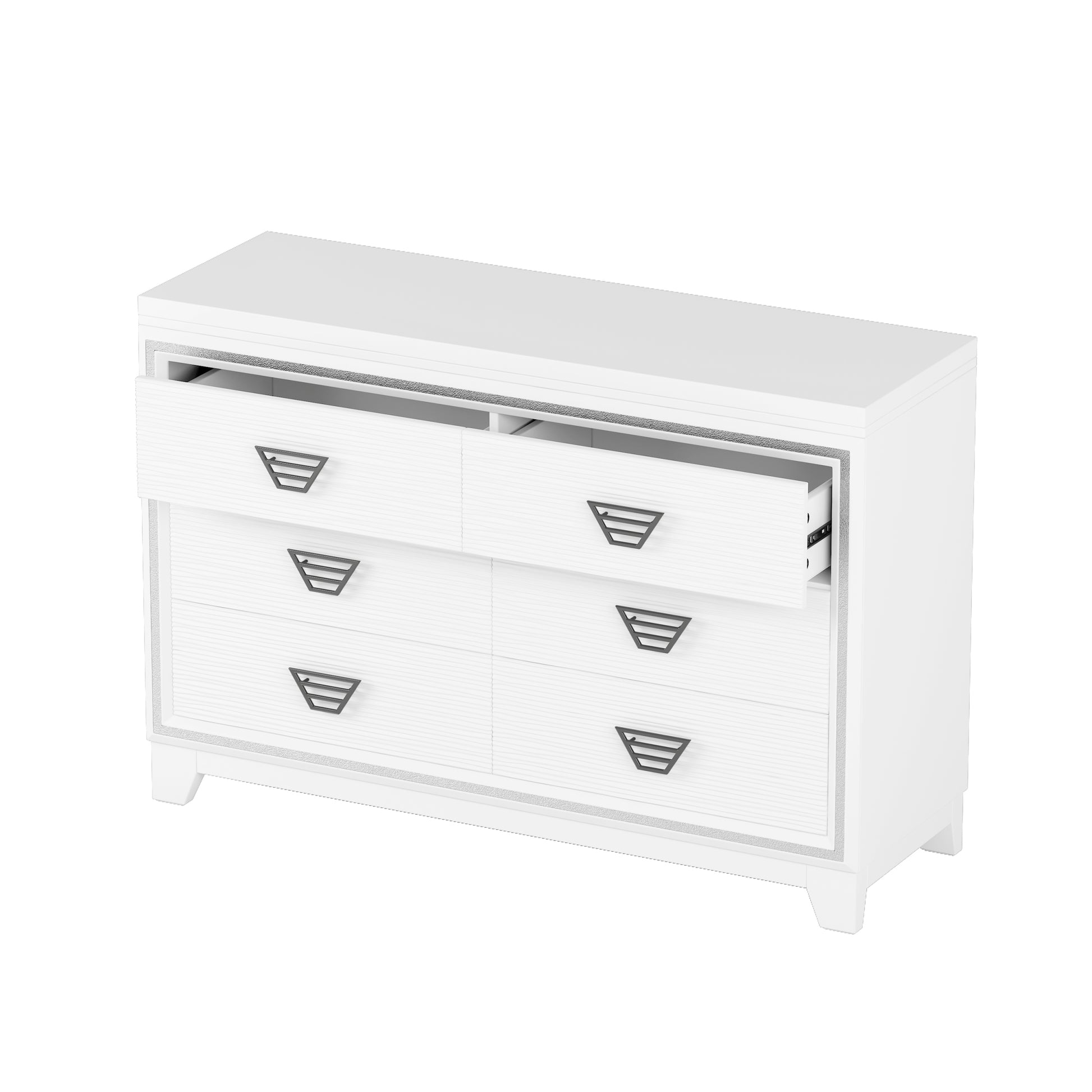 3 Pieces Bedroom Sets Queen Size Upholstered Bed With Led Lights, Nightstands And Dresser With Metal Handles And Sparkling Shiny Decoration, White Expected Arrival Time:8.5 Queen White 3 Piece Set Mdf Metal
