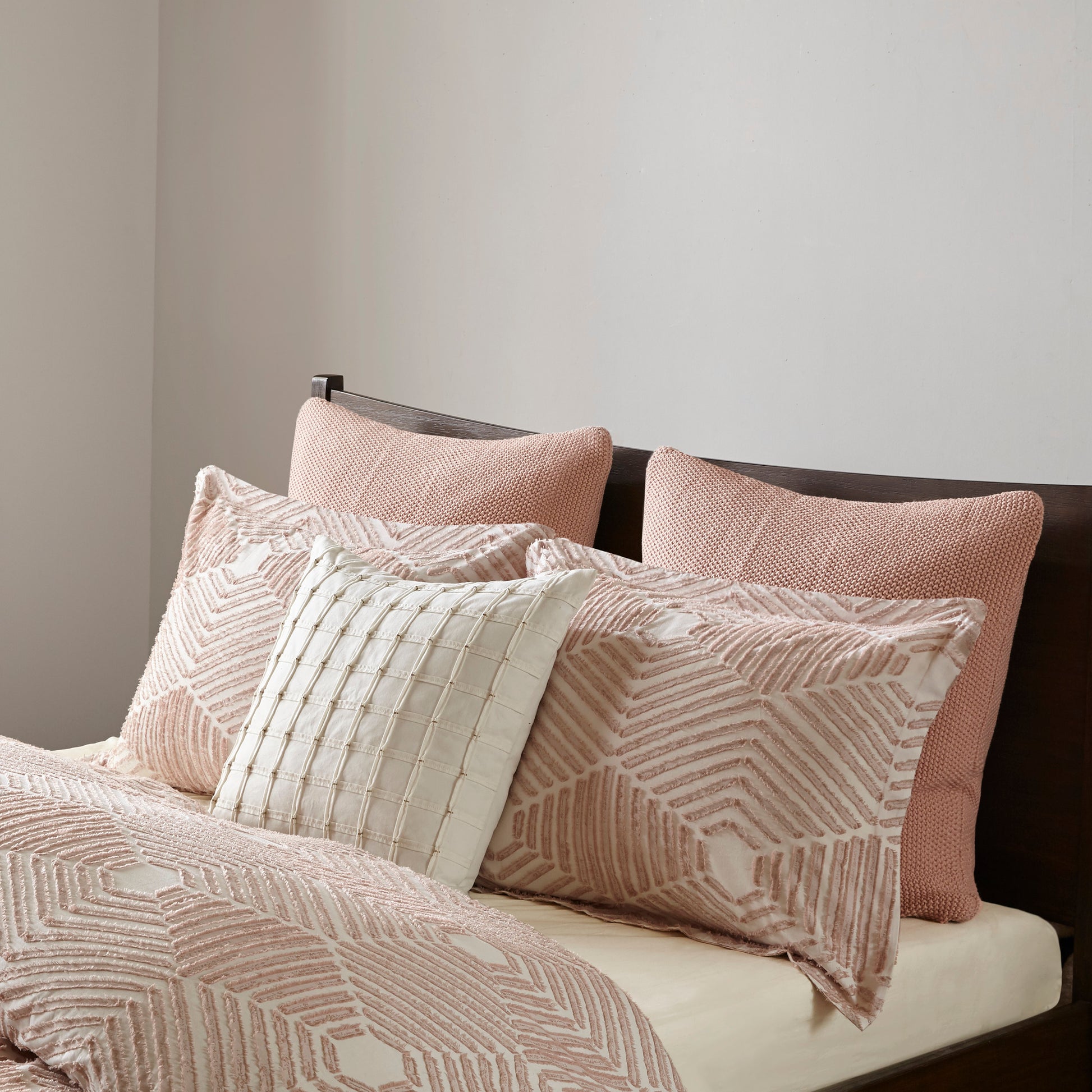 Cotton Jacquard Duvet Cover Set King Pink Cotton