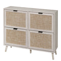 4 Door Shoe Rack, Freestanding Modern Shoe Storage Cabinet, For Entryway White Particle Board