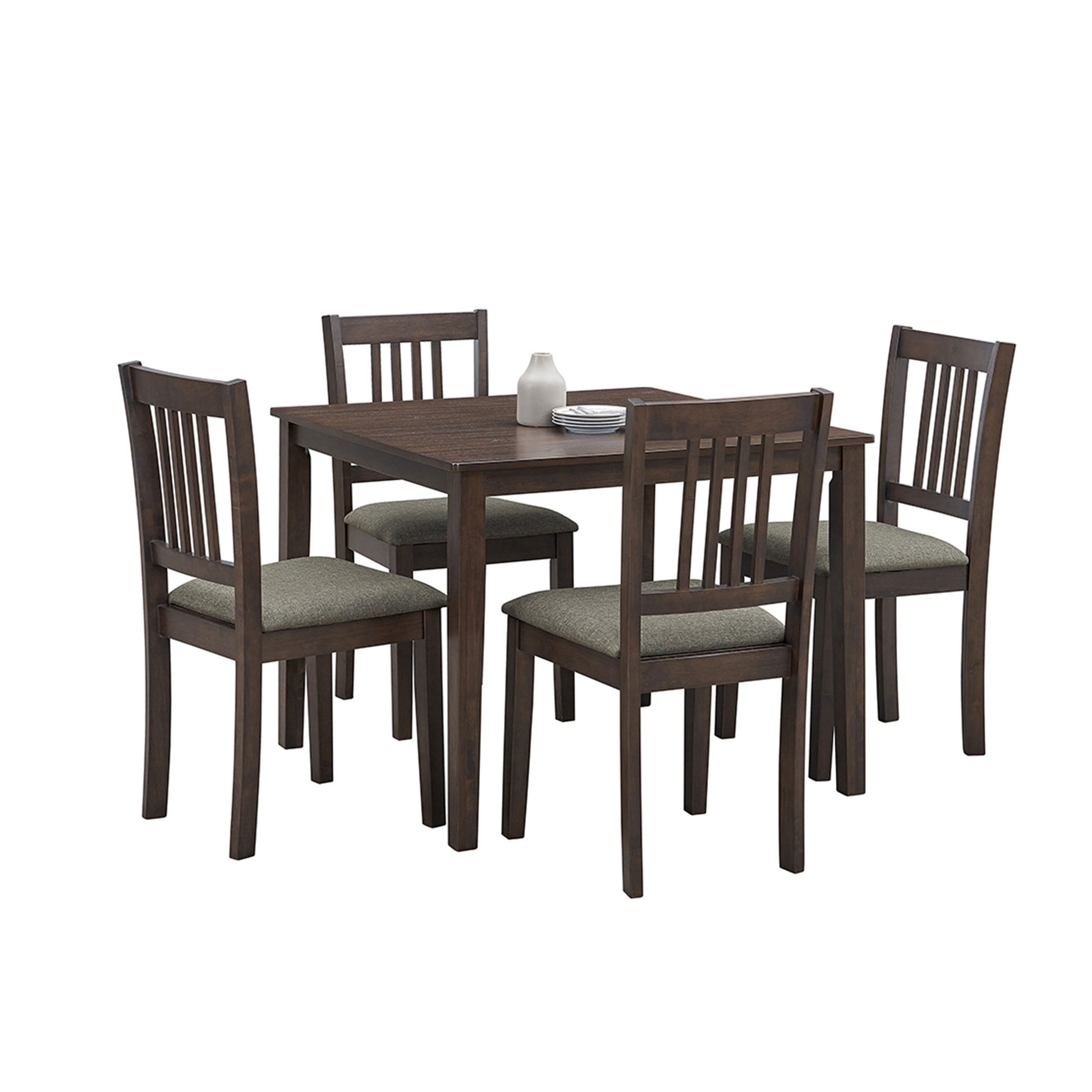 1 Table With 4 Chairs Wooden Dining Table Set, Mid Century Modern Square Wooden Kitchen Table And Upholstered Dining Chairs For Dining Room, Kitchen, Saving Space,Dark Brown Dark Brown Solid Wood Mdf