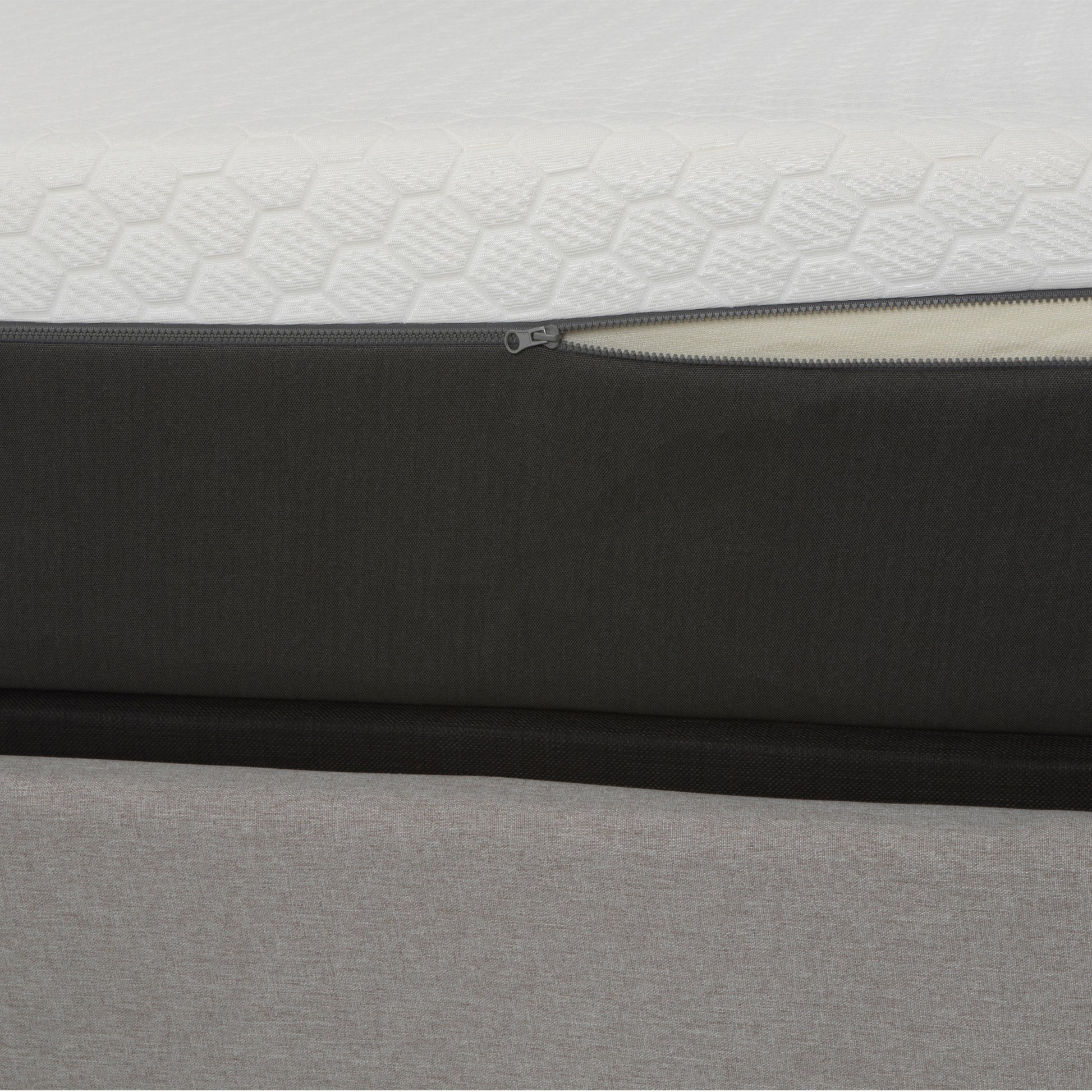 12" Zoned Comfort Regions With Cooling Cover, Gel Swirl Memory Foam And Air Grid King Split Head White Foam Split King