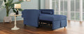 3 In 1 Convertible Sleeper Chair With Adjustable Backrest, Lounger Chair Turns Into Bed, Single Bed For Living Room, Velvet, Ink Blue Blue Velvet