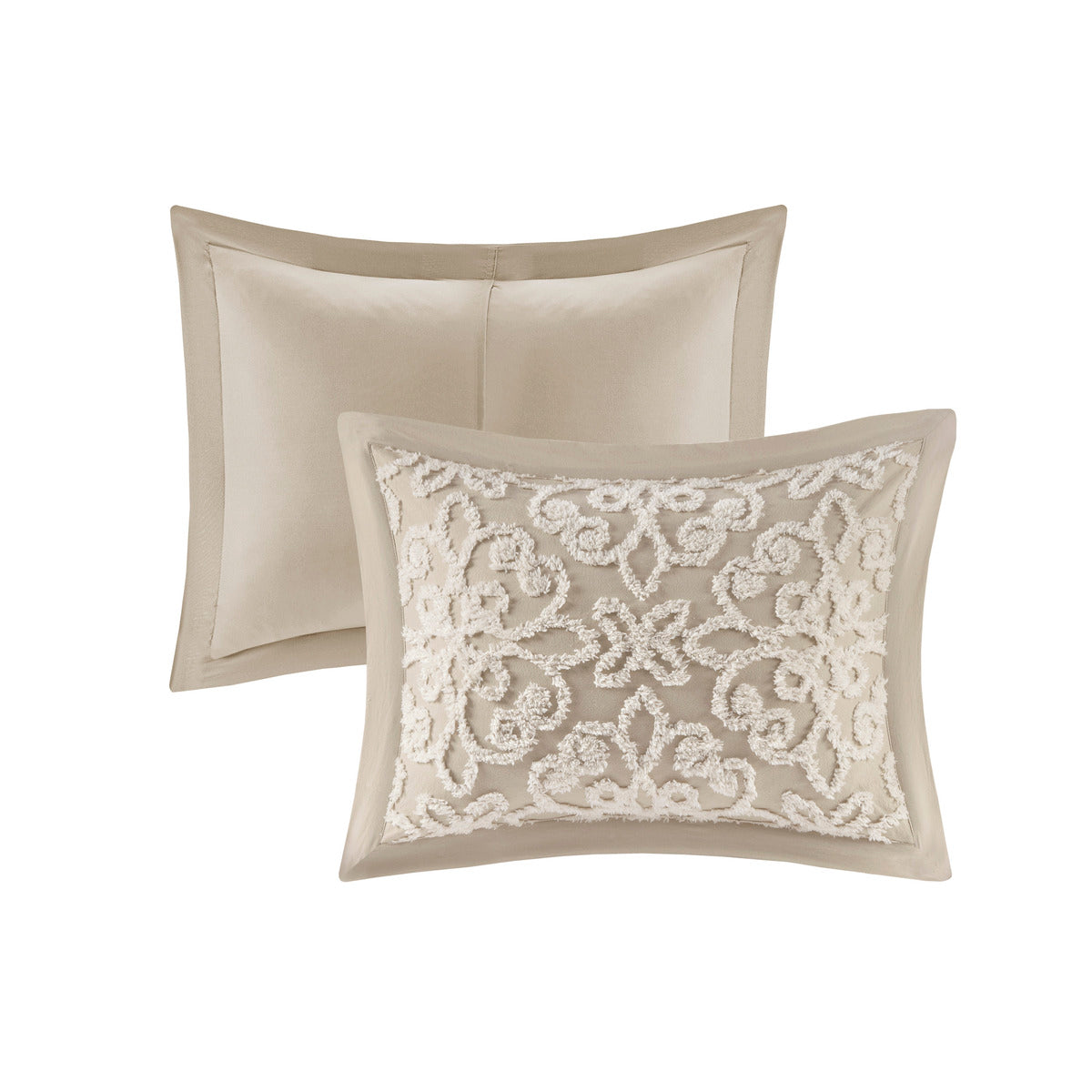 3 Piece Tufted Cotton Bedspread Set Taupe King Cal King Taupe Cotton
