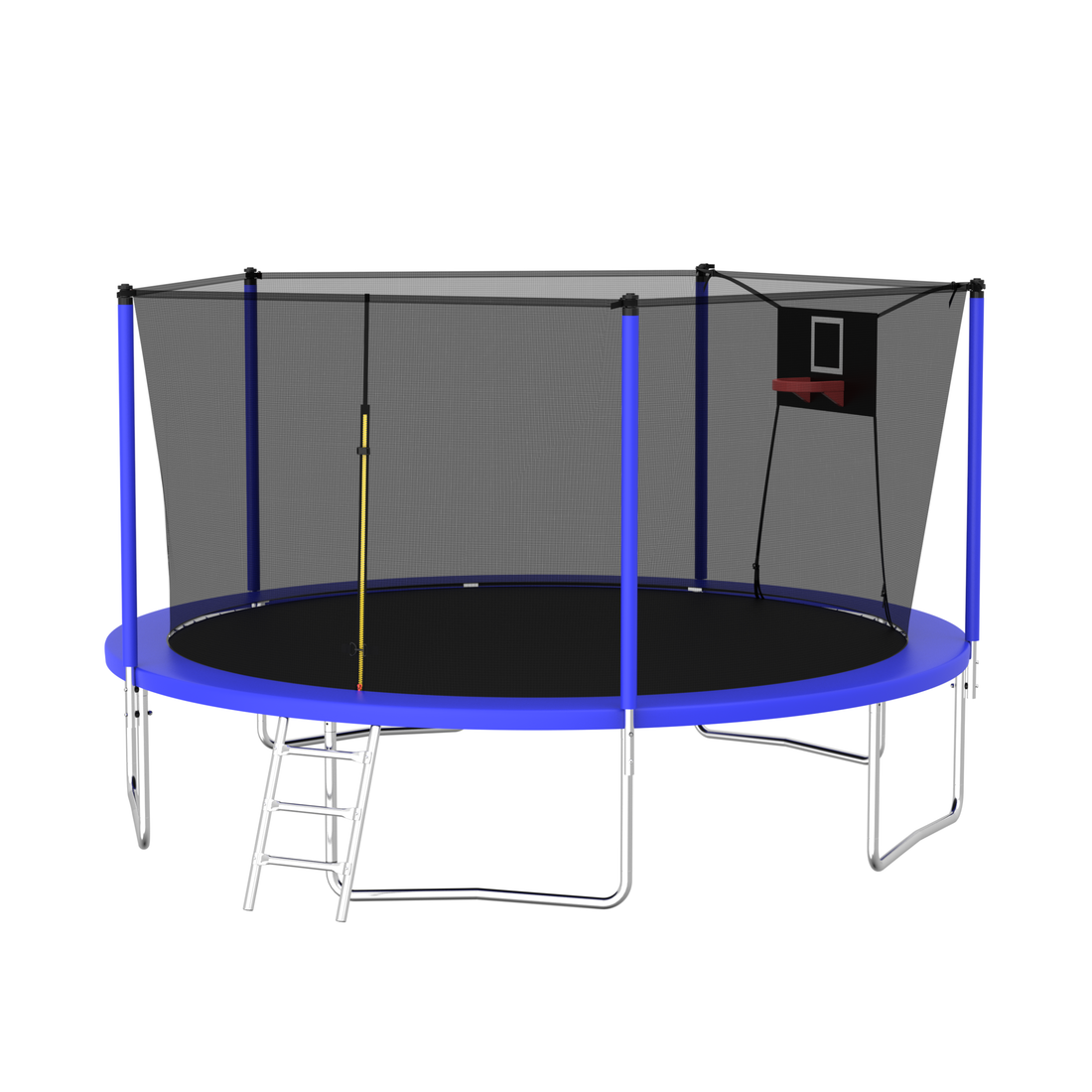 14Ft Trampoline Set With Swing,Sports Fitness Trampolines With Enclosure Net, Recreational Trampolines For Outdoor Indoor Blue Metal