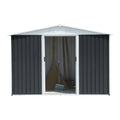 Metal Anti Corrosion Utility Tool House With Lockable Door, Garden Shed 10Ftx8Ft Apex Roof Grey With Windows And Aluminum Alloy Frame Grey Garden & Outdoor Aluminium Alloy,Sheet Metal