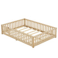 Full Size Bed Floor Bed With Safety Guardrails And Door For Kids, Natural Old Sku: W158090693 Full Natural Pine